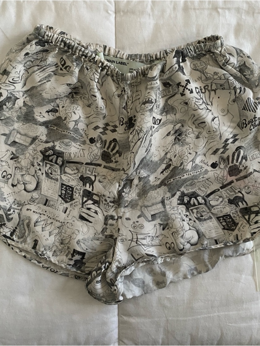 Off-White Graphite Printed Lingerie Pajamas Shorts Womens size XS US2/IT38